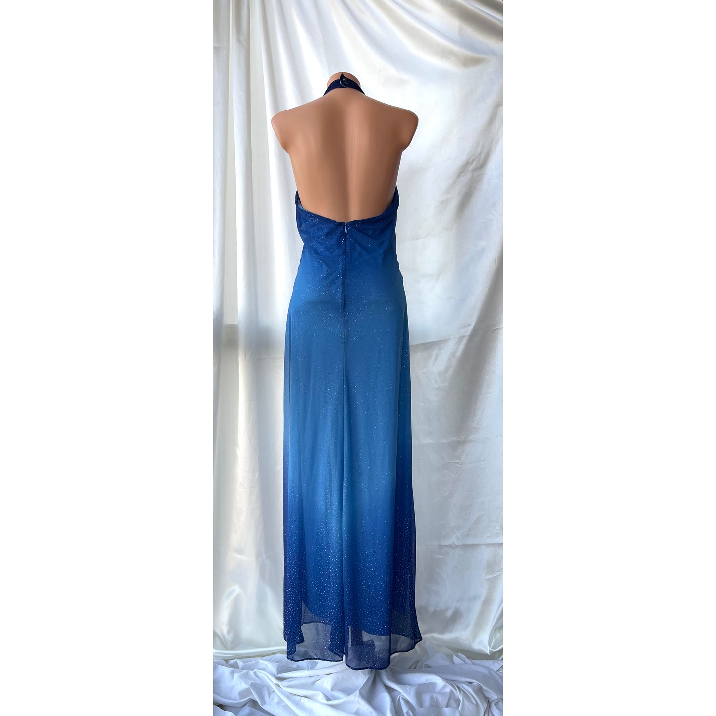 Sparkly Blue Halter Neck Vintage Dress