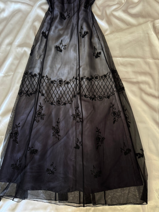 Gorgeous Gray Tulle Beaded Vintage Royal Gown