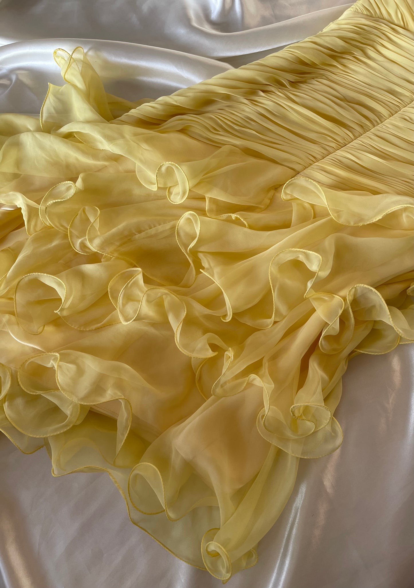 Stunning Asymmetrical Yellow Beaded Vintage Dress