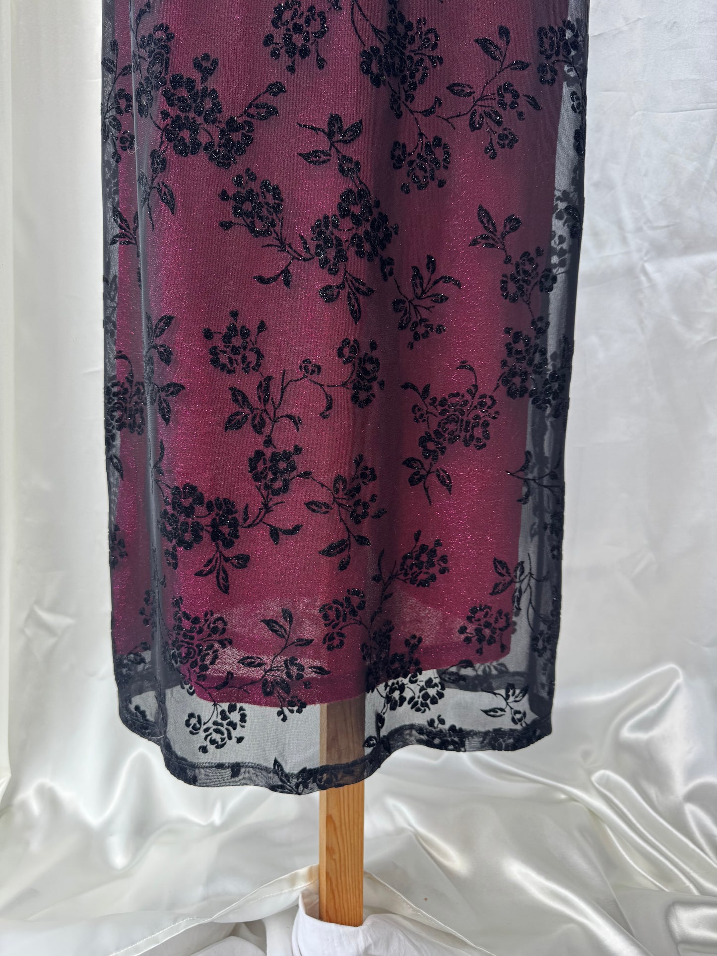 Black & Fuschia Floral Sparkly Gothic Vintage Dress