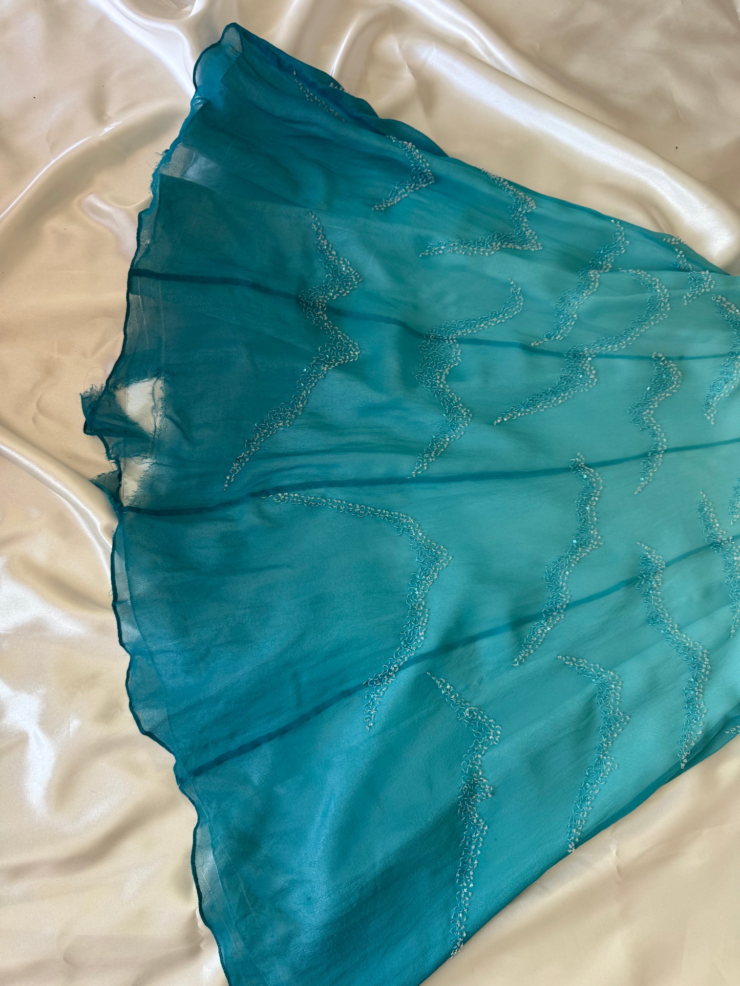 Enchanting Blue Silk Beaded Vintage Dress - REPAIR & RESTORE