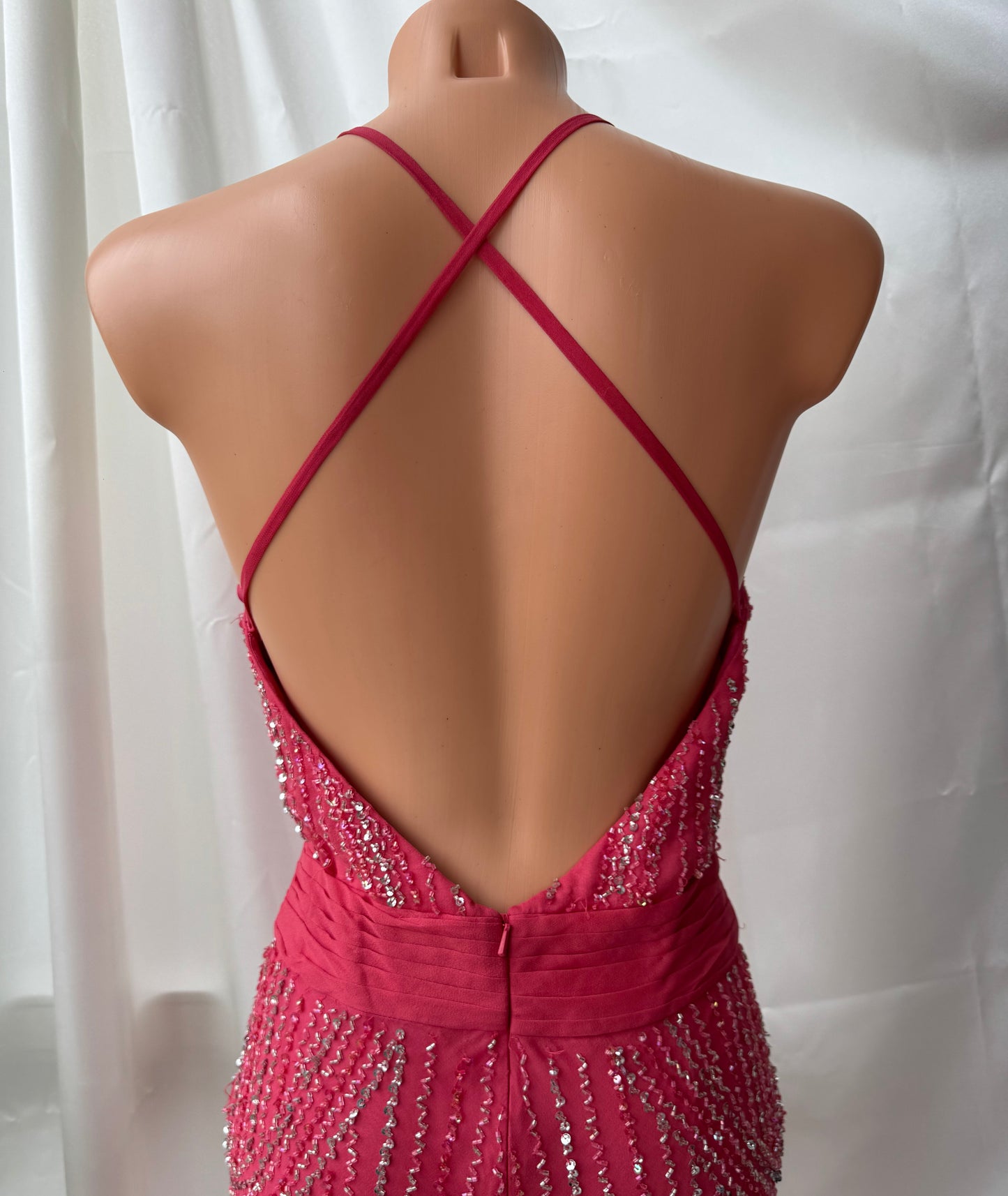 Vintage Silk Pink Mermaid Beaded Dress