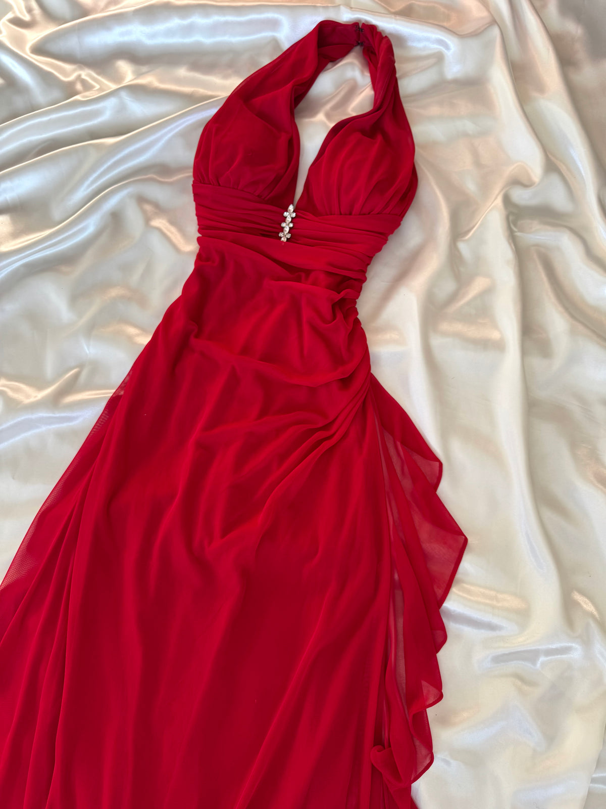 Red 00s Vintage Prom Dress