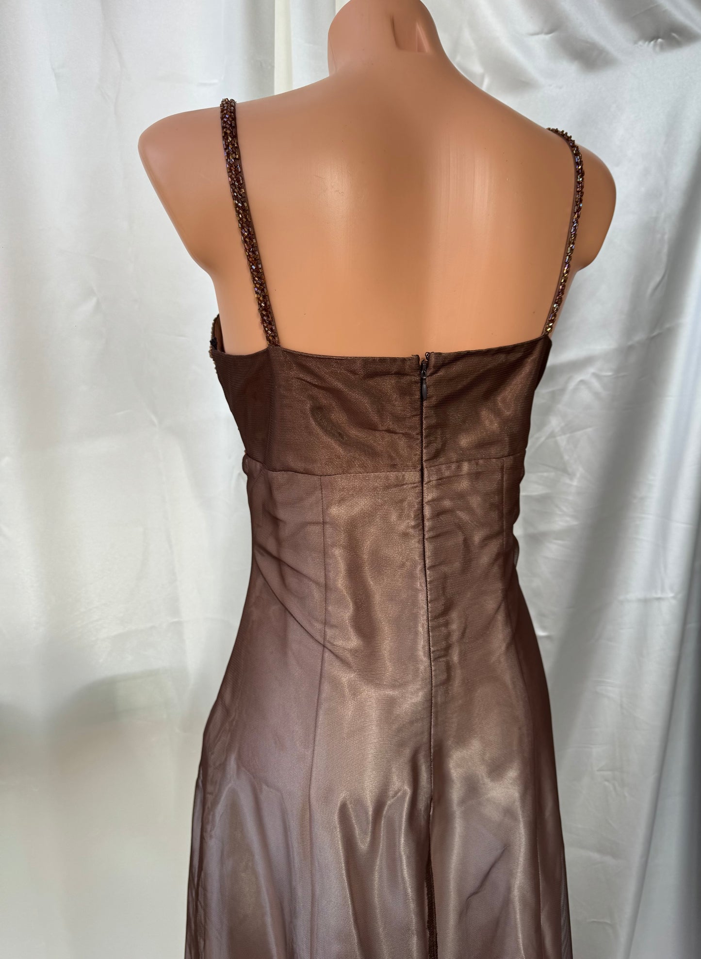 Gorgeous Brown Tulle Beaded Vintage Royal Gown