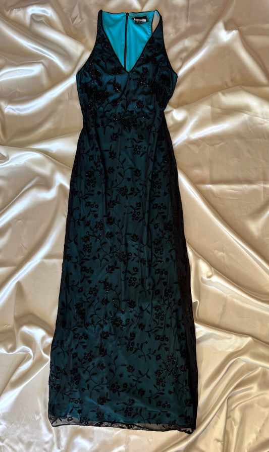 Blue & Black Gothic Vintage Dress