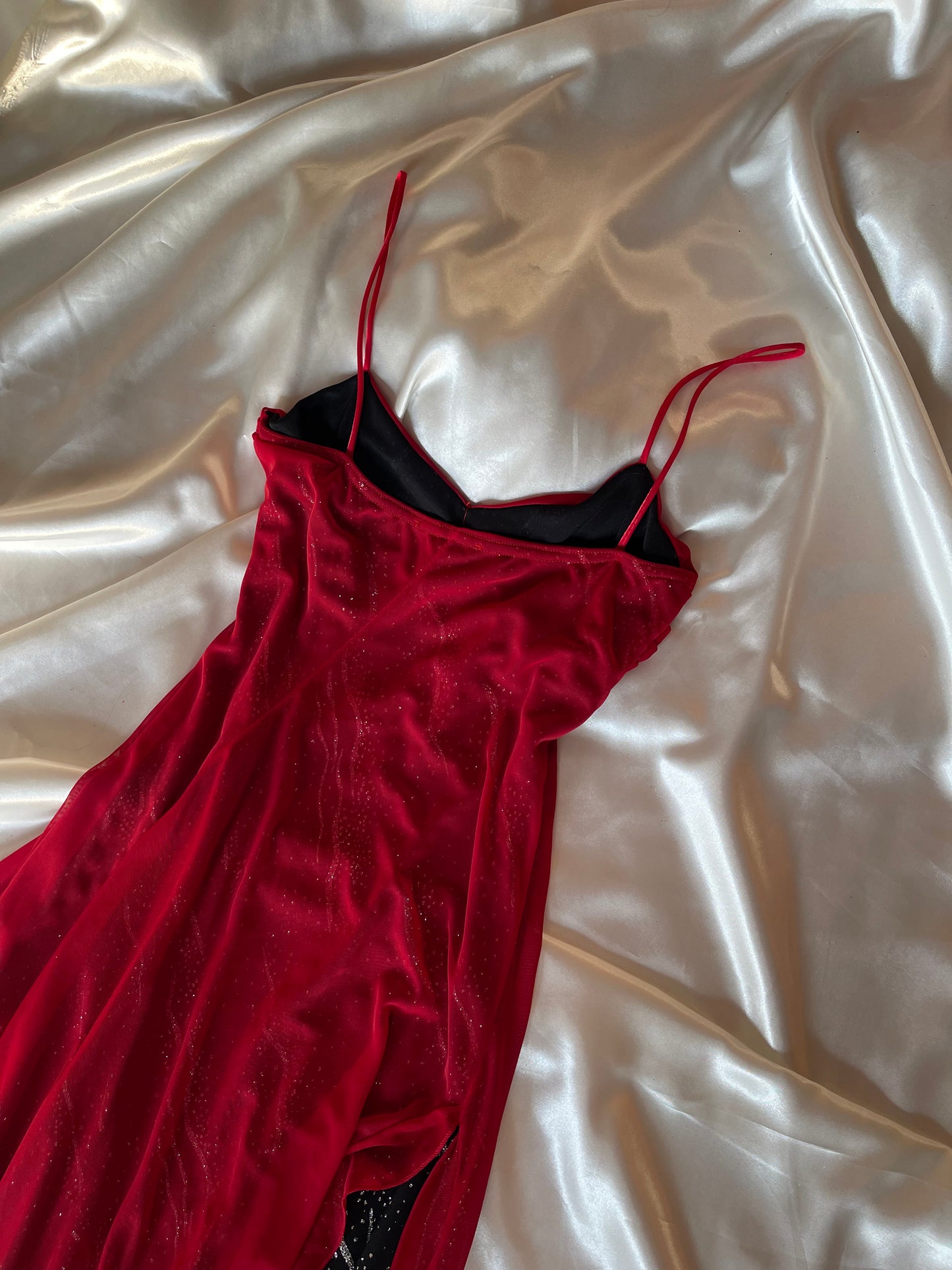 Spectacular Red & Black Sparkly Vintage Dress