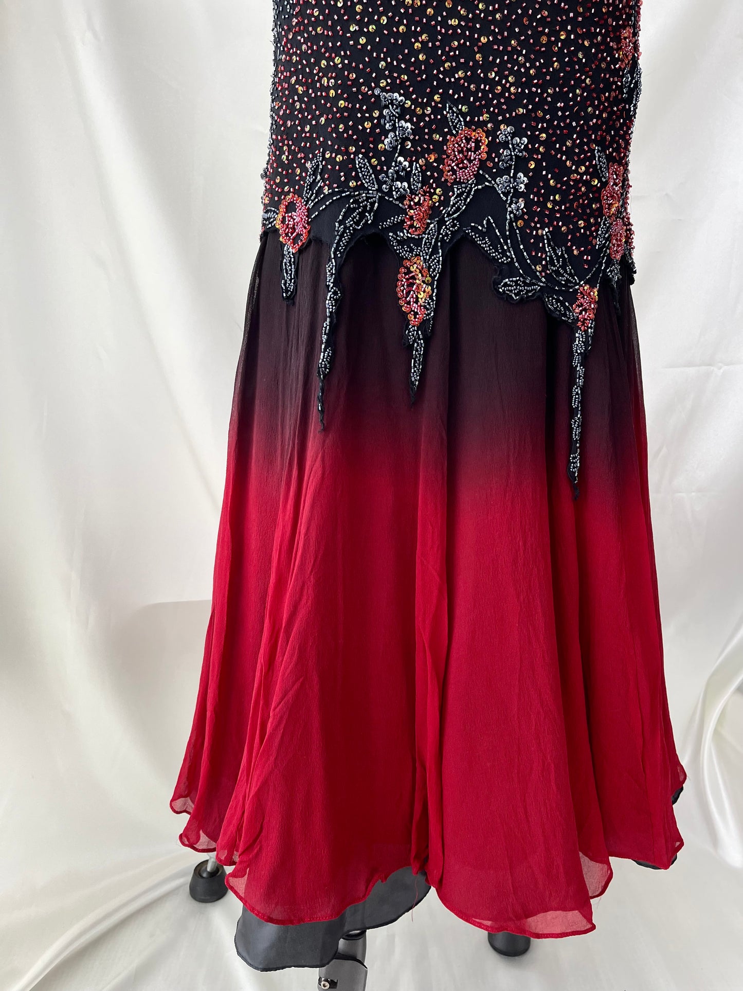 Spectacular Beaded Red & Black Mermaid Gown