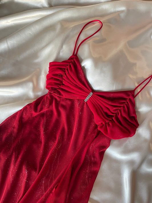 Spectacular Red & Black Sparkly Vintage Dress