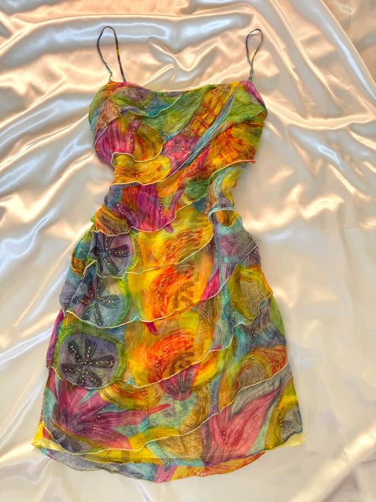 Colorful Floral Mini Rene Derhy Vintage dress