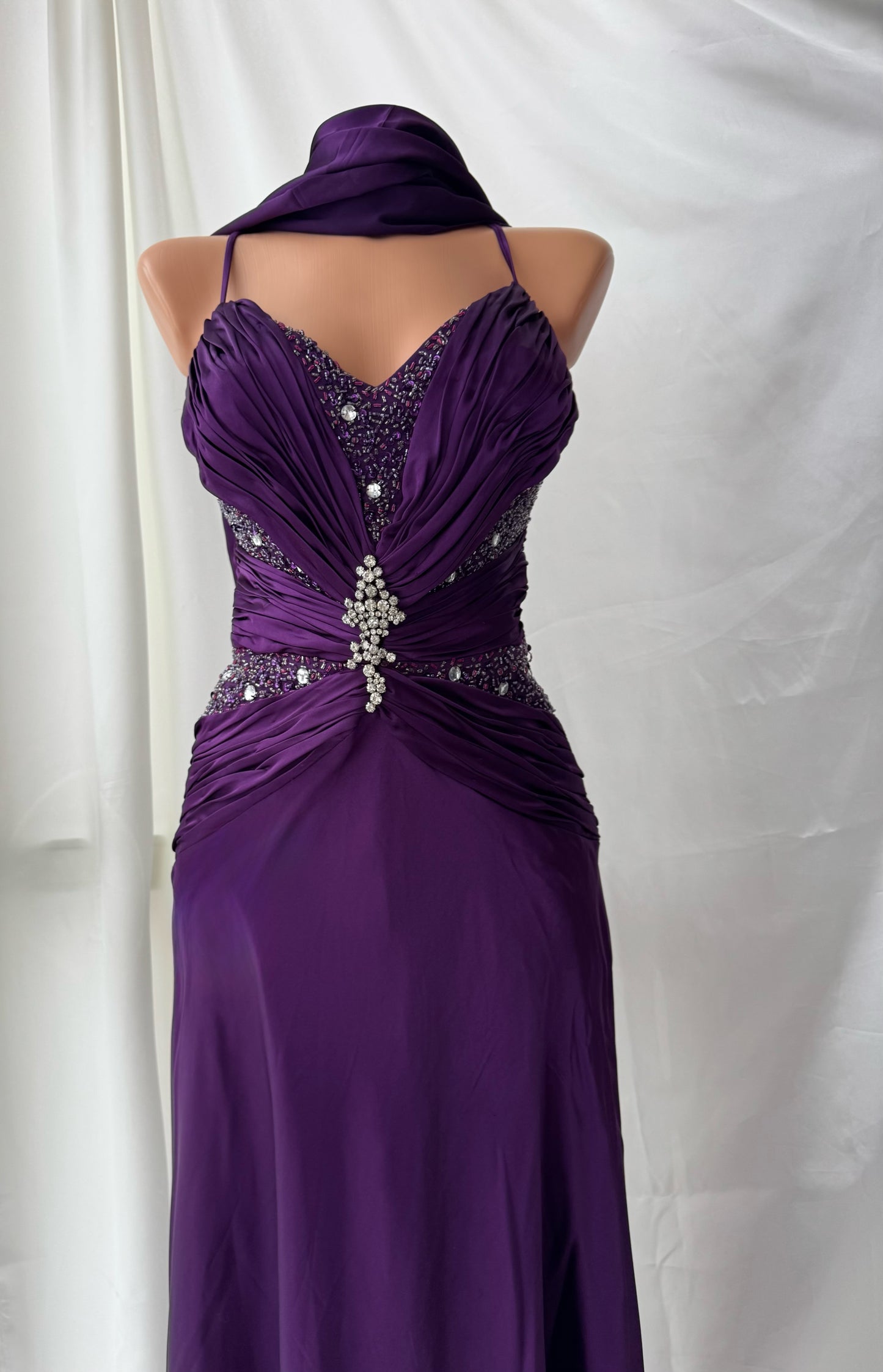Long Purple Beaded Dress