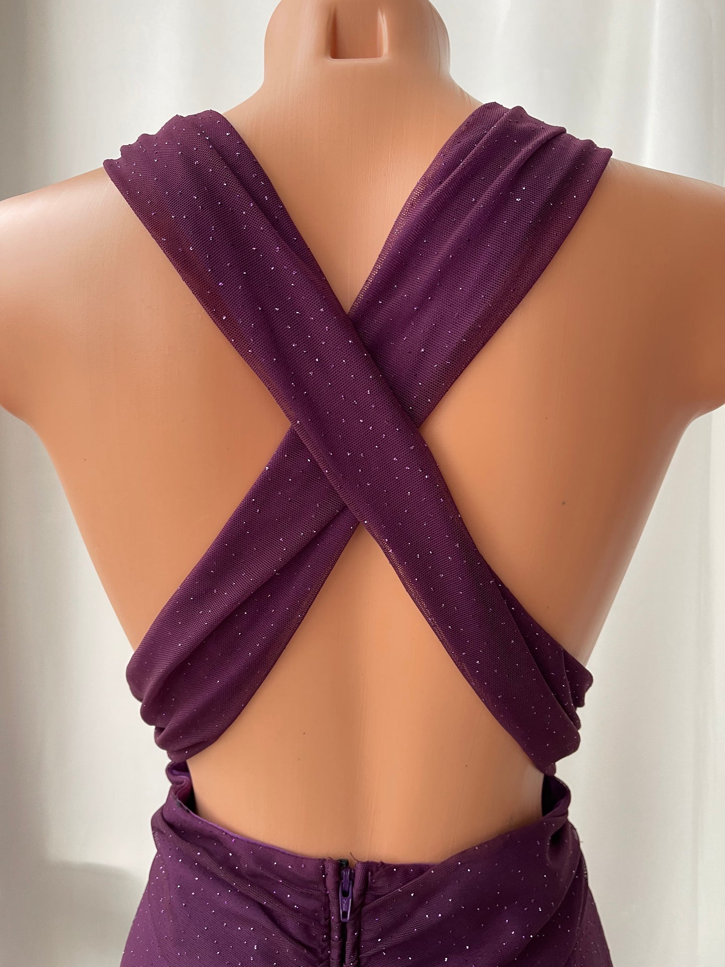 Sparkly Purple Halter Neck Vintage Dress