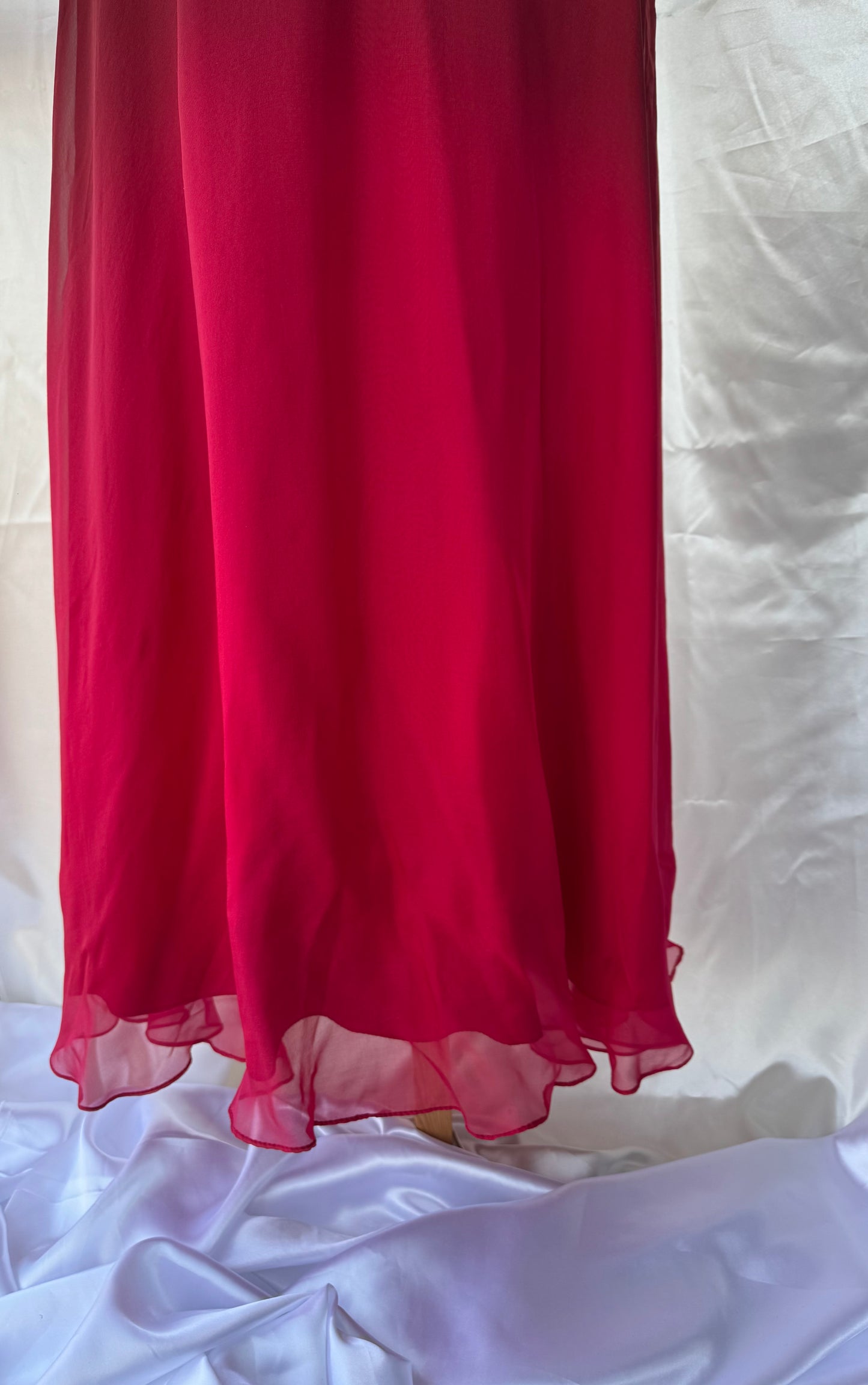 Vintage Long Red Beaded Silk Dress