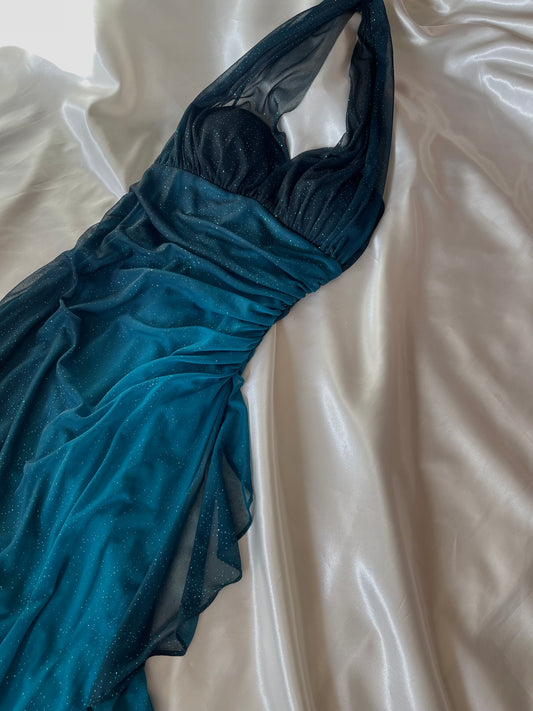 Sparkly Ombre Turquoise Vintage Dress