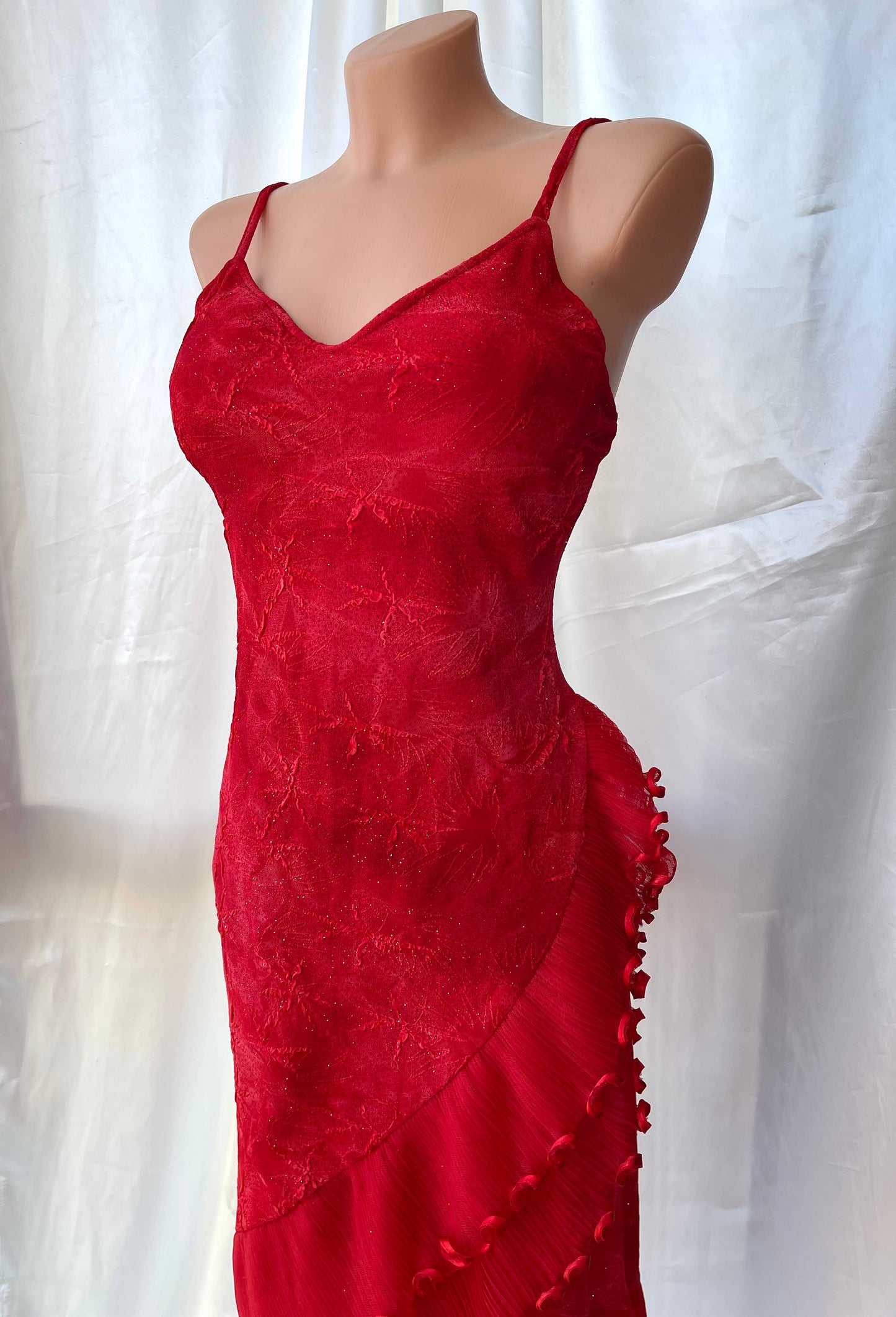 Cute Red Frill Sparkly Vintage Dress