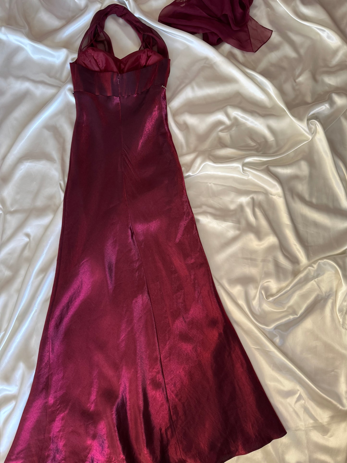 Elegant Red Satin Vintage Dress