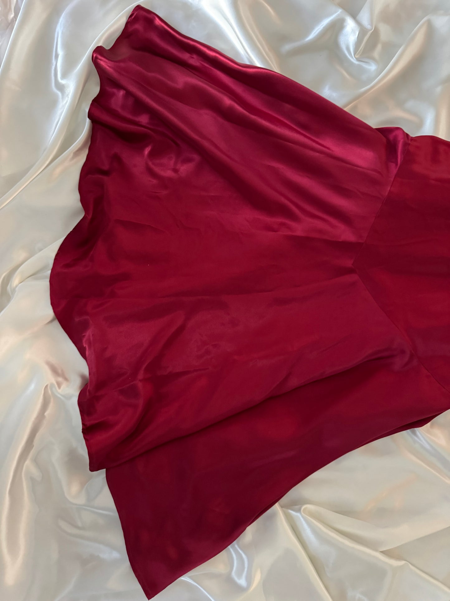 Red Vampy Long Vintage Satin Beaded Gown