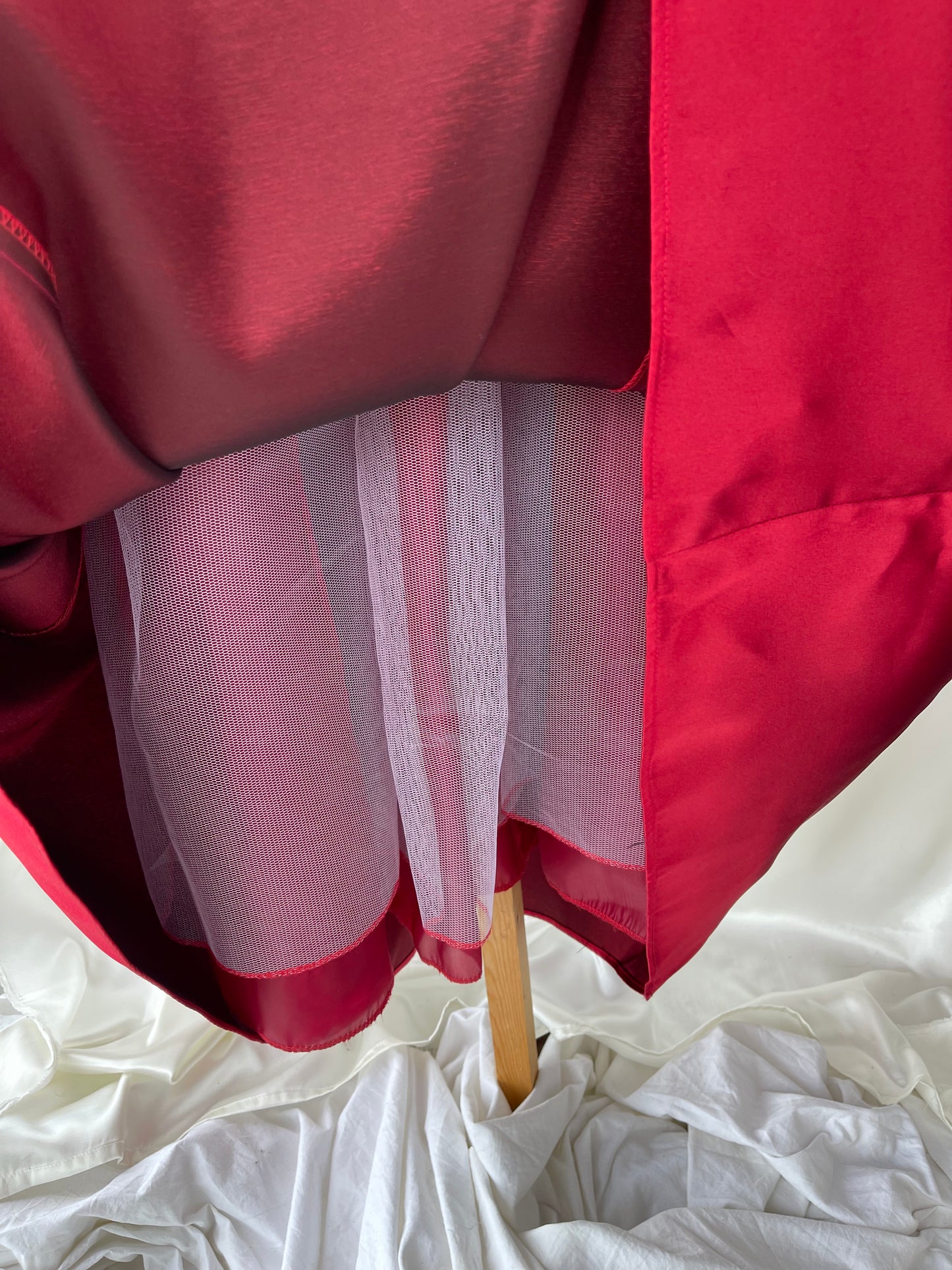 Vintage Long Red Halter Neck Satin Dress