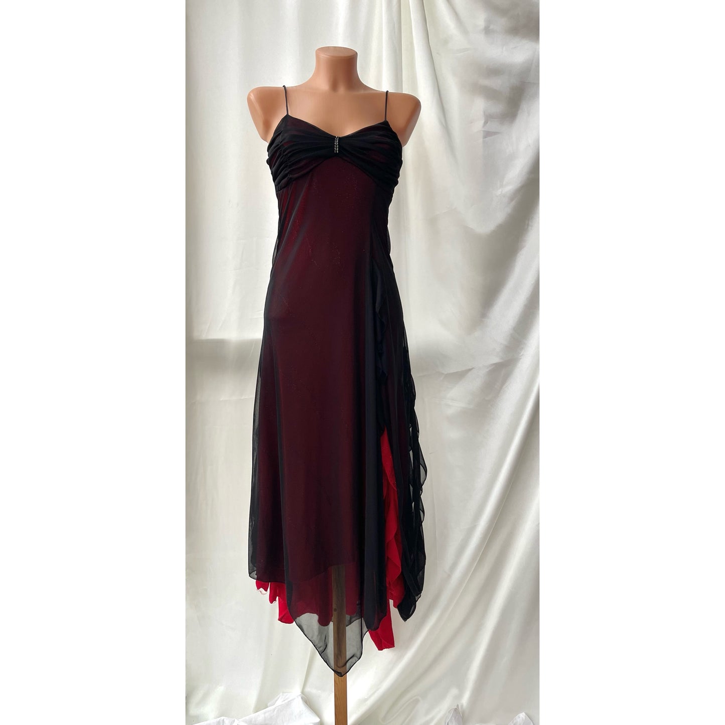 Spectacular Black & Red Sparkly Vintage Dress