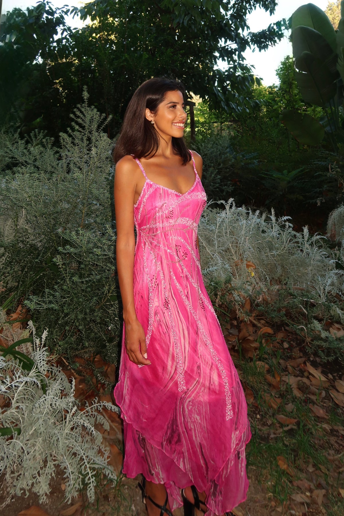 Gorgeous Pink Floral Vintage Dress