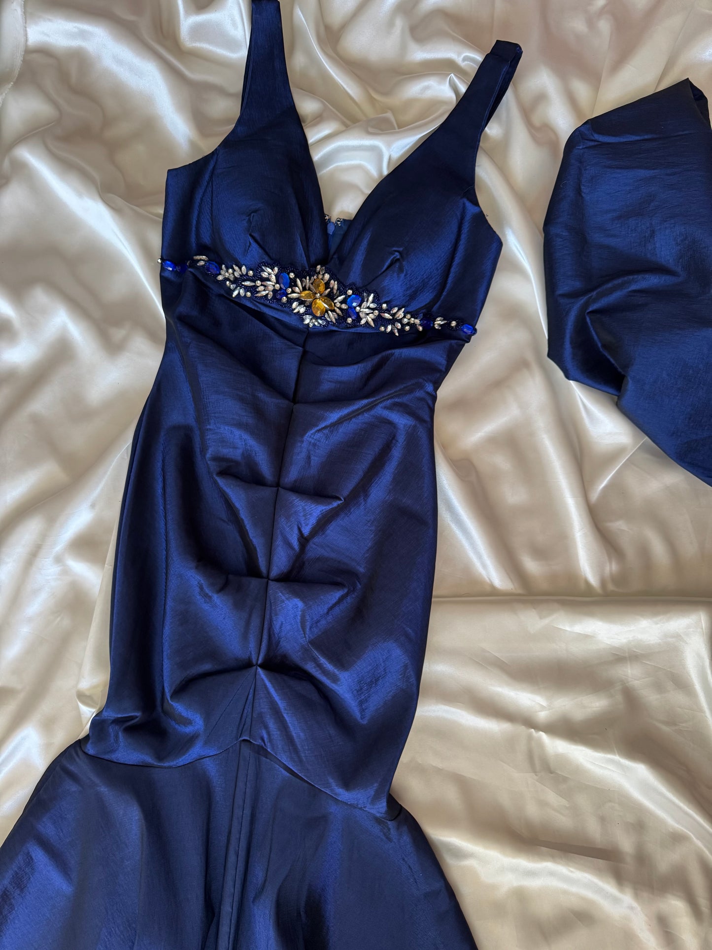 Absolutely Beautiful Mermaid Blue Vintage Ruched Dress