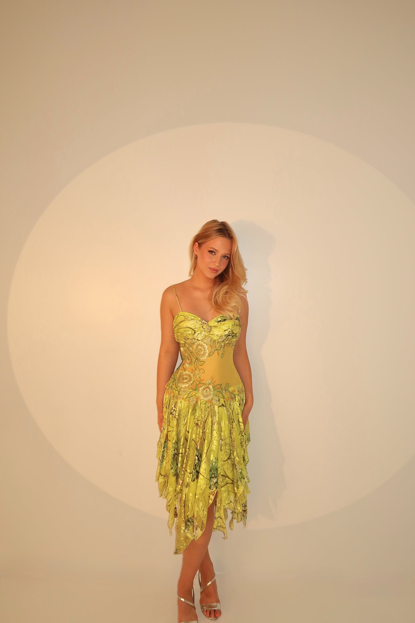 Spectacular Green Beaded Floral Dress