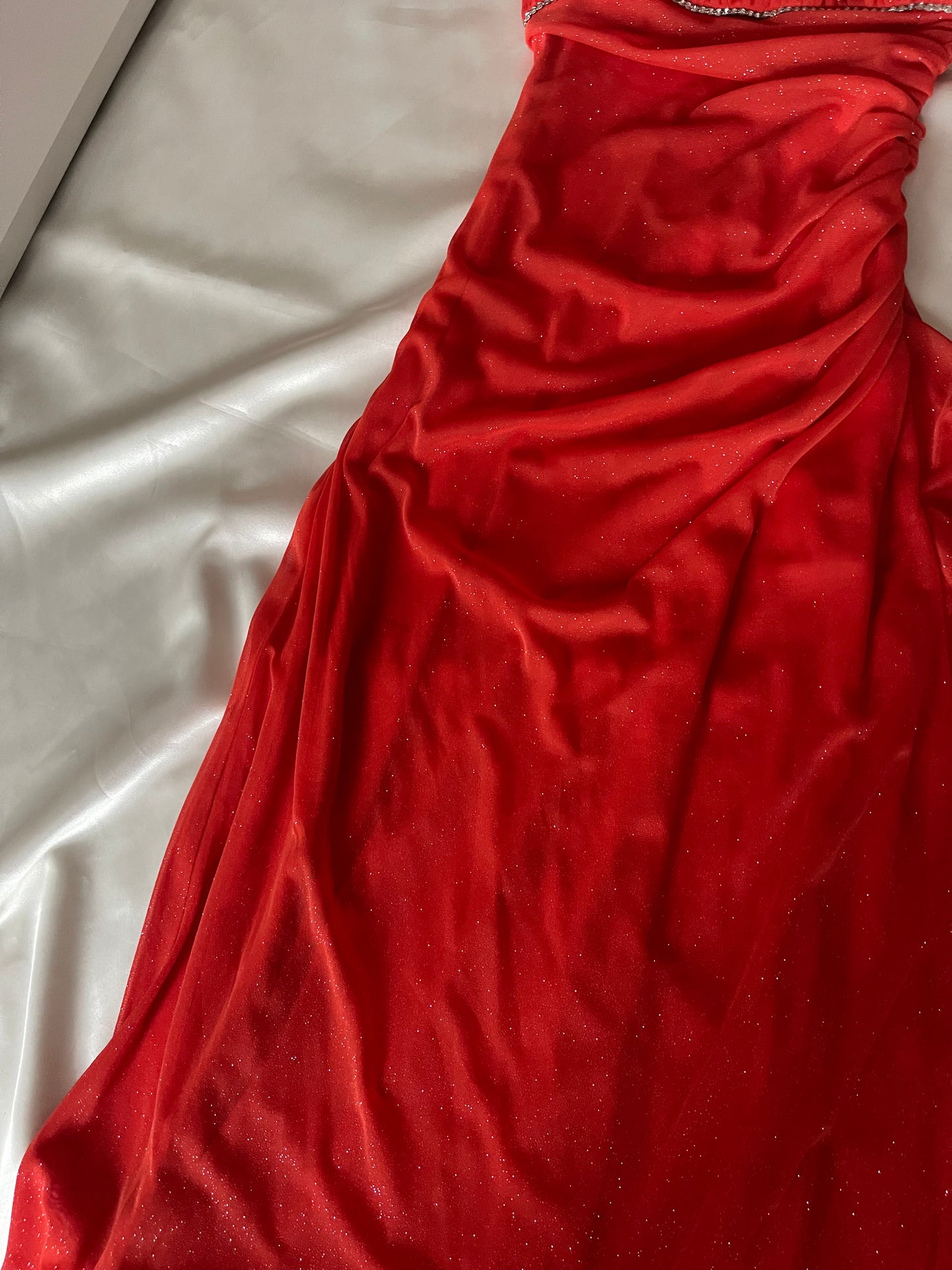 Sparkly Blood Orange Halter Neck Vintage Dress