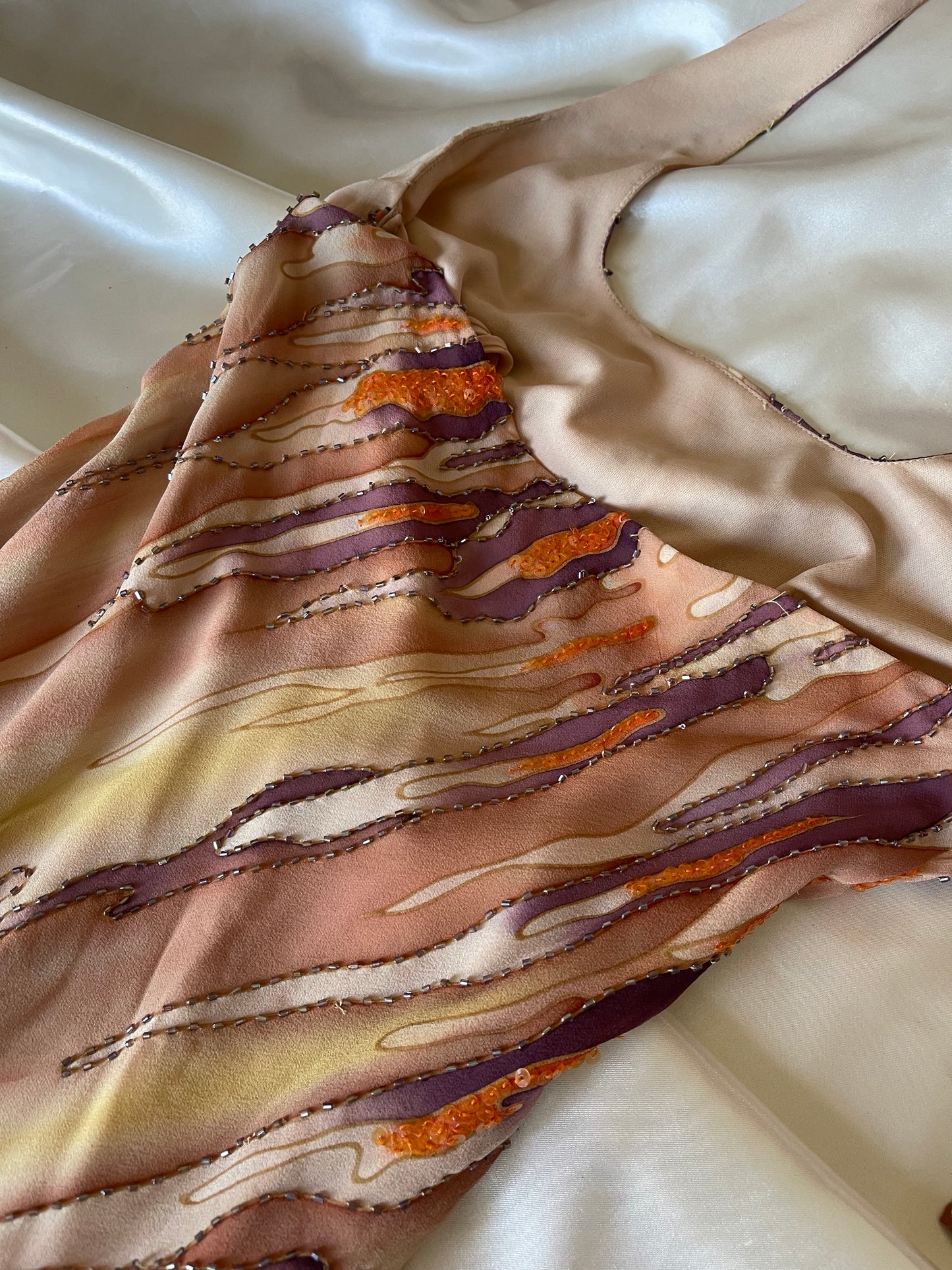 Spectacular Brown Beaded Silk Dress