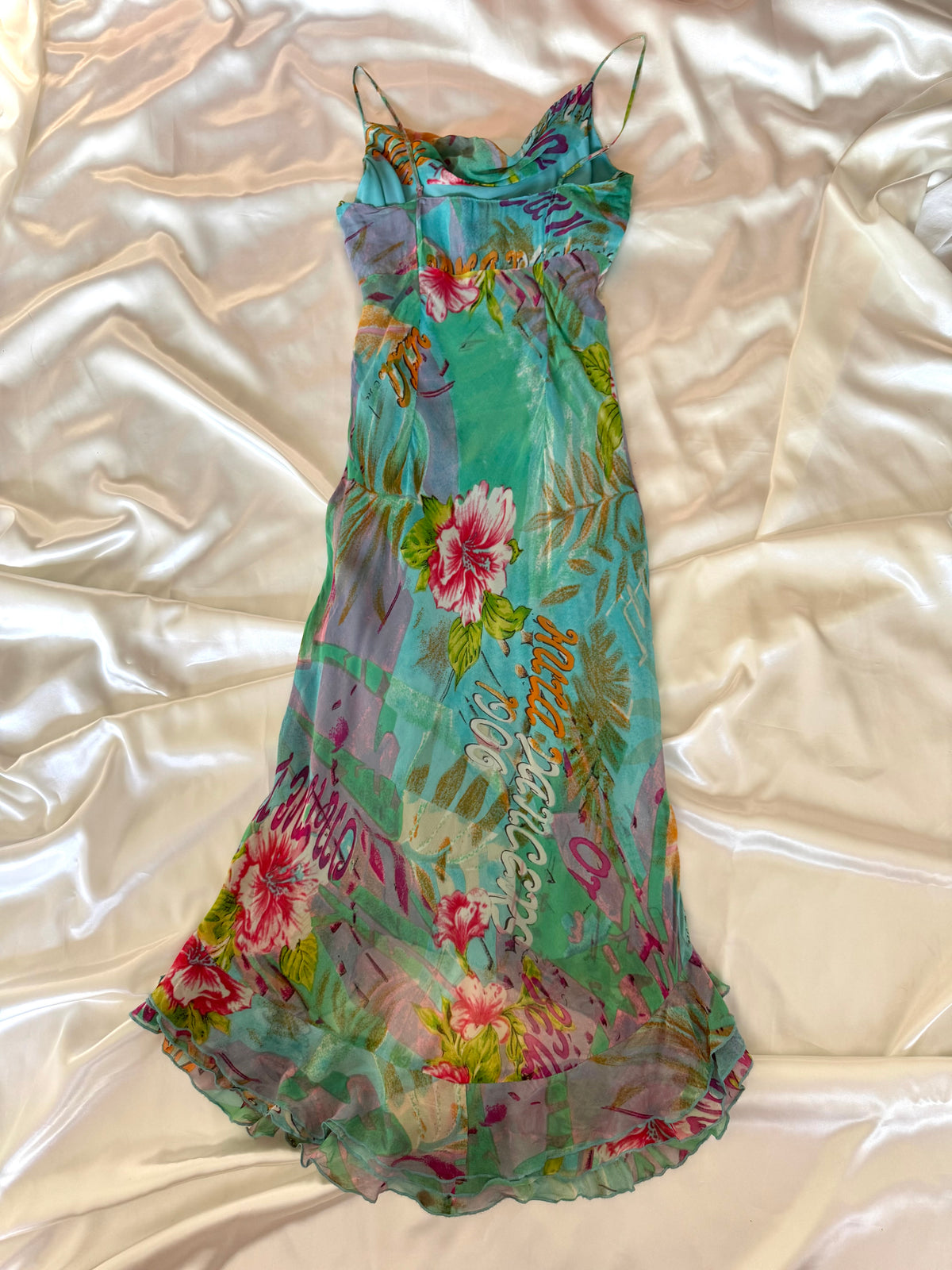 Stunning Beaded Vintage Blue Flower Dress