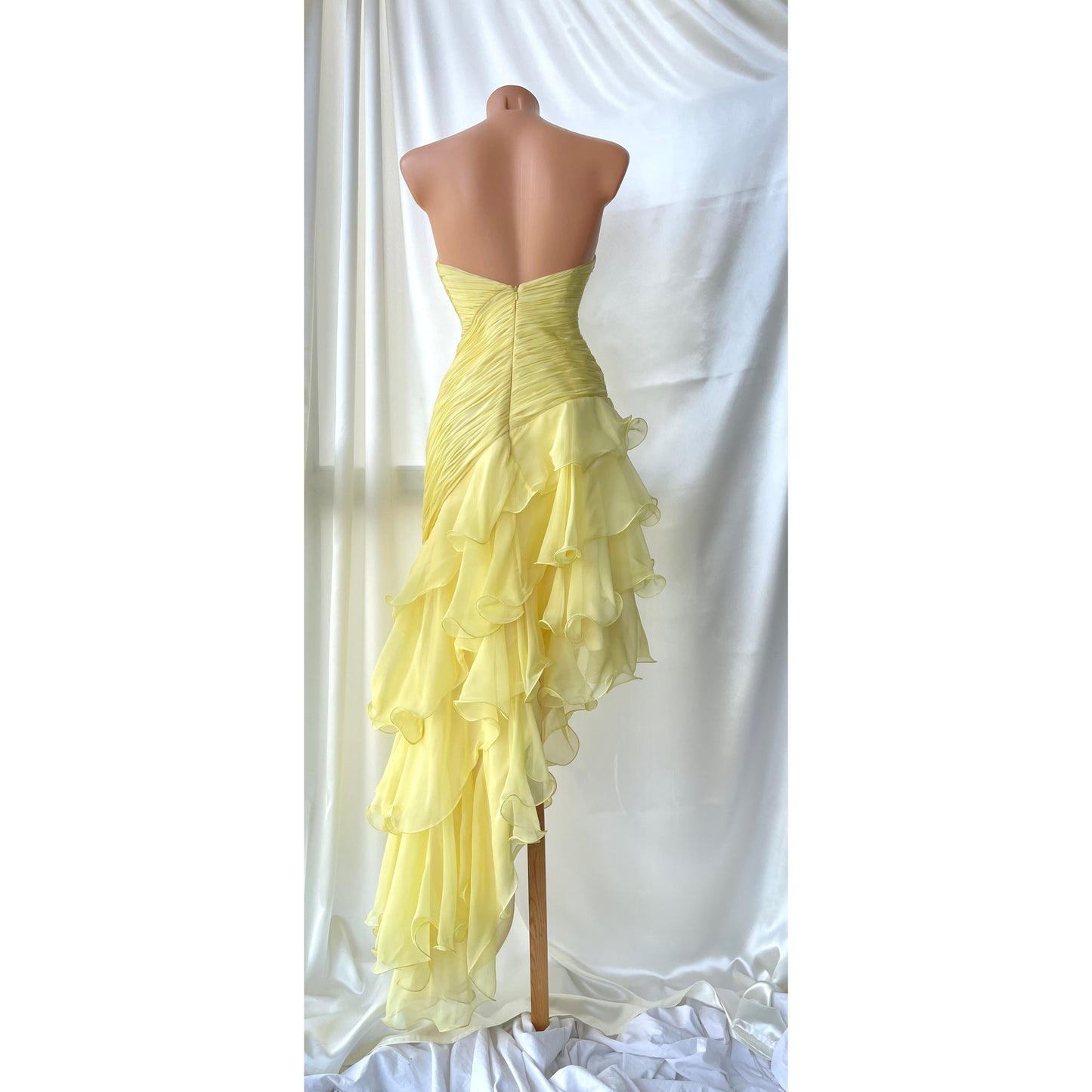 Stunning Asymmetrical Yellow Beaded Vintage Dress