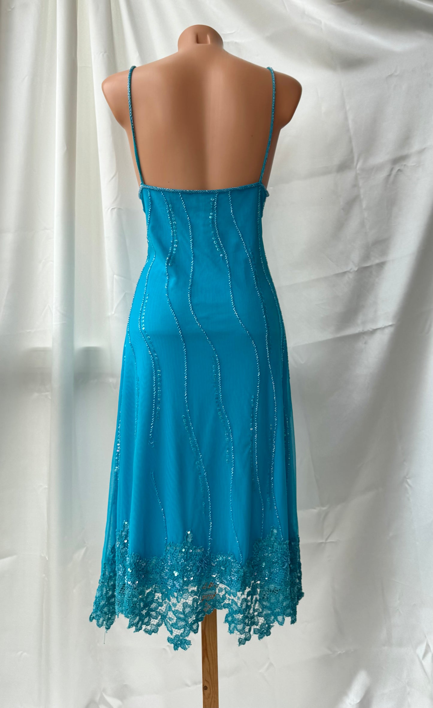 Spectacular Blue Vintage Beaded Dress