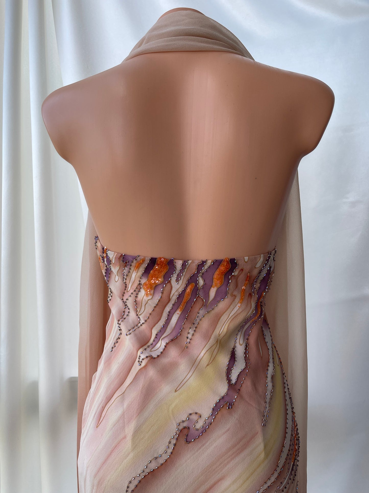 Spectacular Brown Beaded Silk Dress
