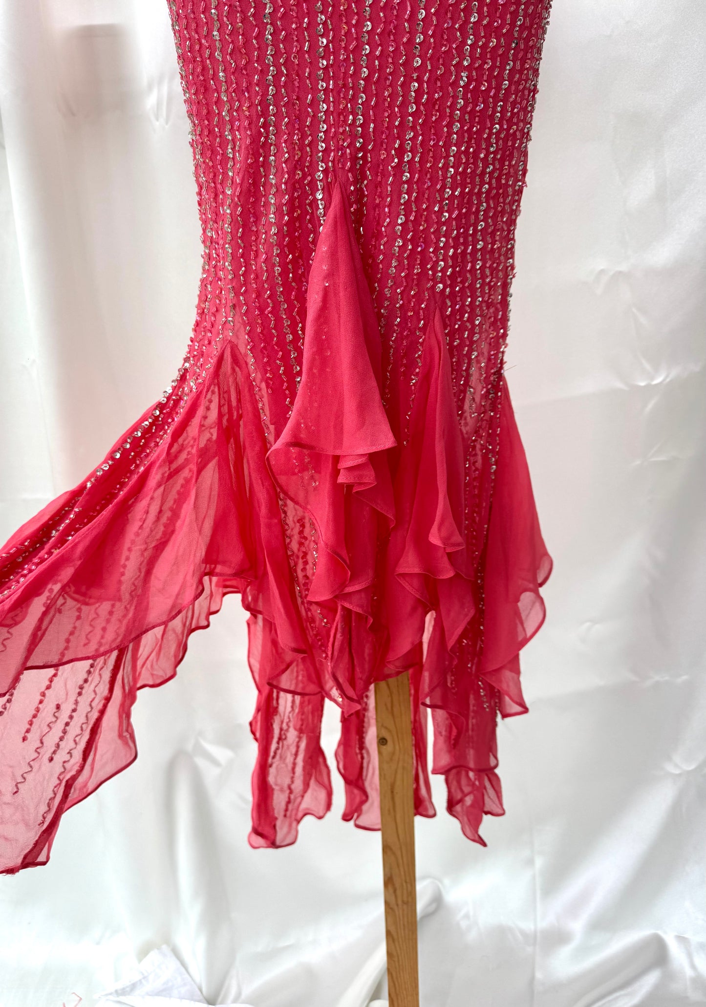 Vintage Silk Pink Mermaid Beaded Dress