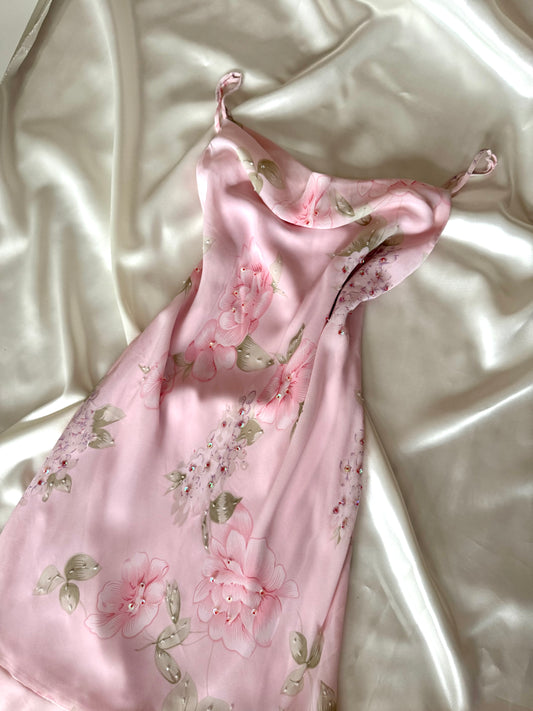 Gorgeous Pink Floral Vintage Dress