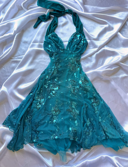 Spectacular Blue Mini Beaded Dress