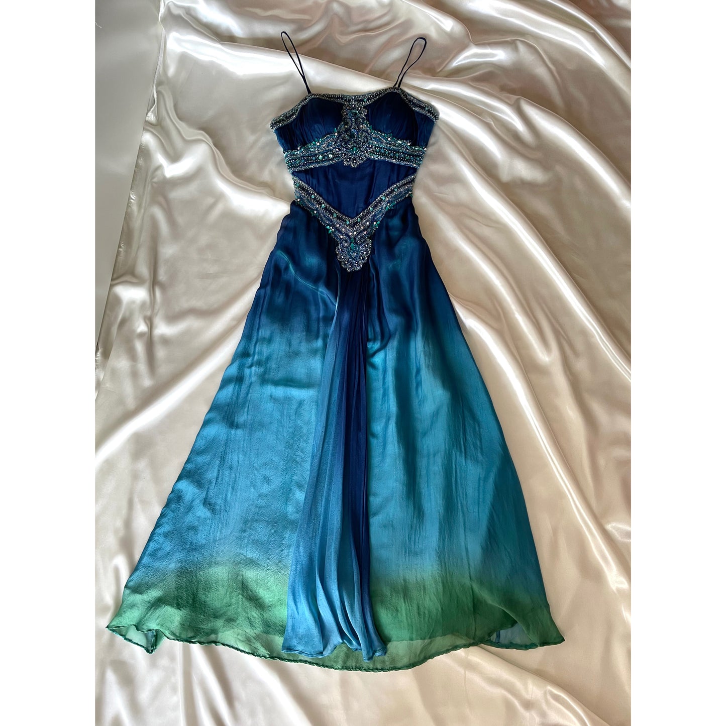 Blue Beaded Princess Jasmin Vintage Dress