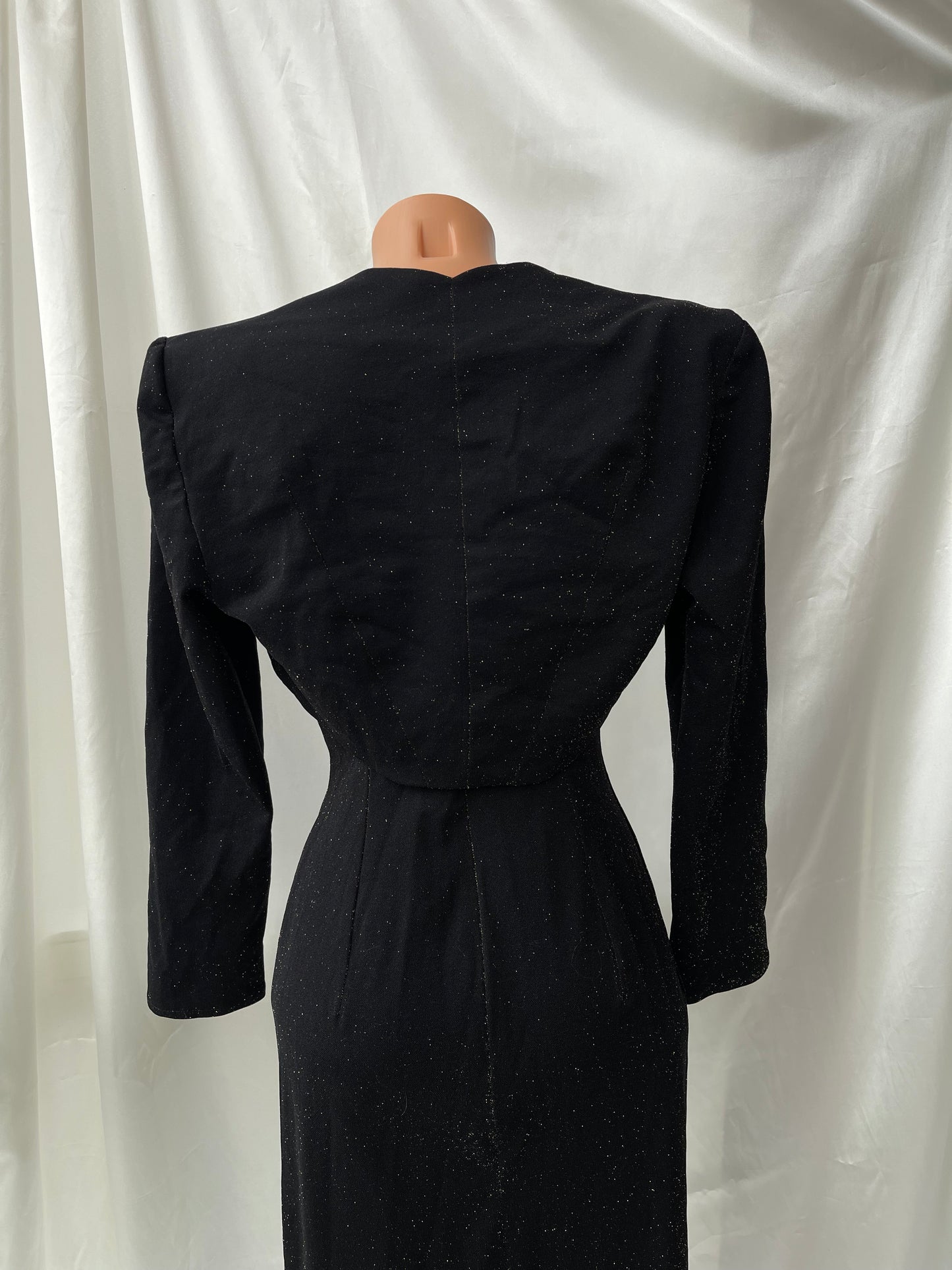 Black Sparkly Sweetheart Neck Vintage Gown