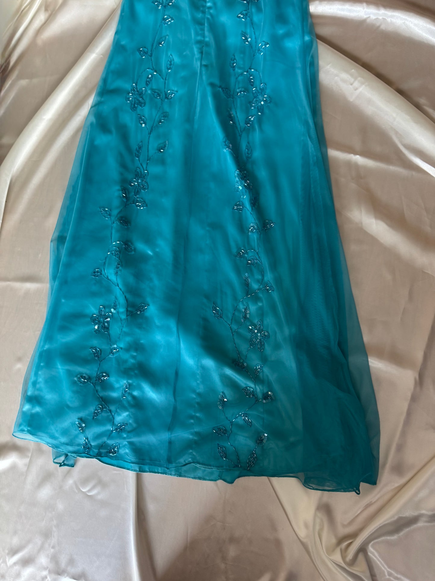Frozen Gorgeous Turquoise Beaded Vintage Royal Gown