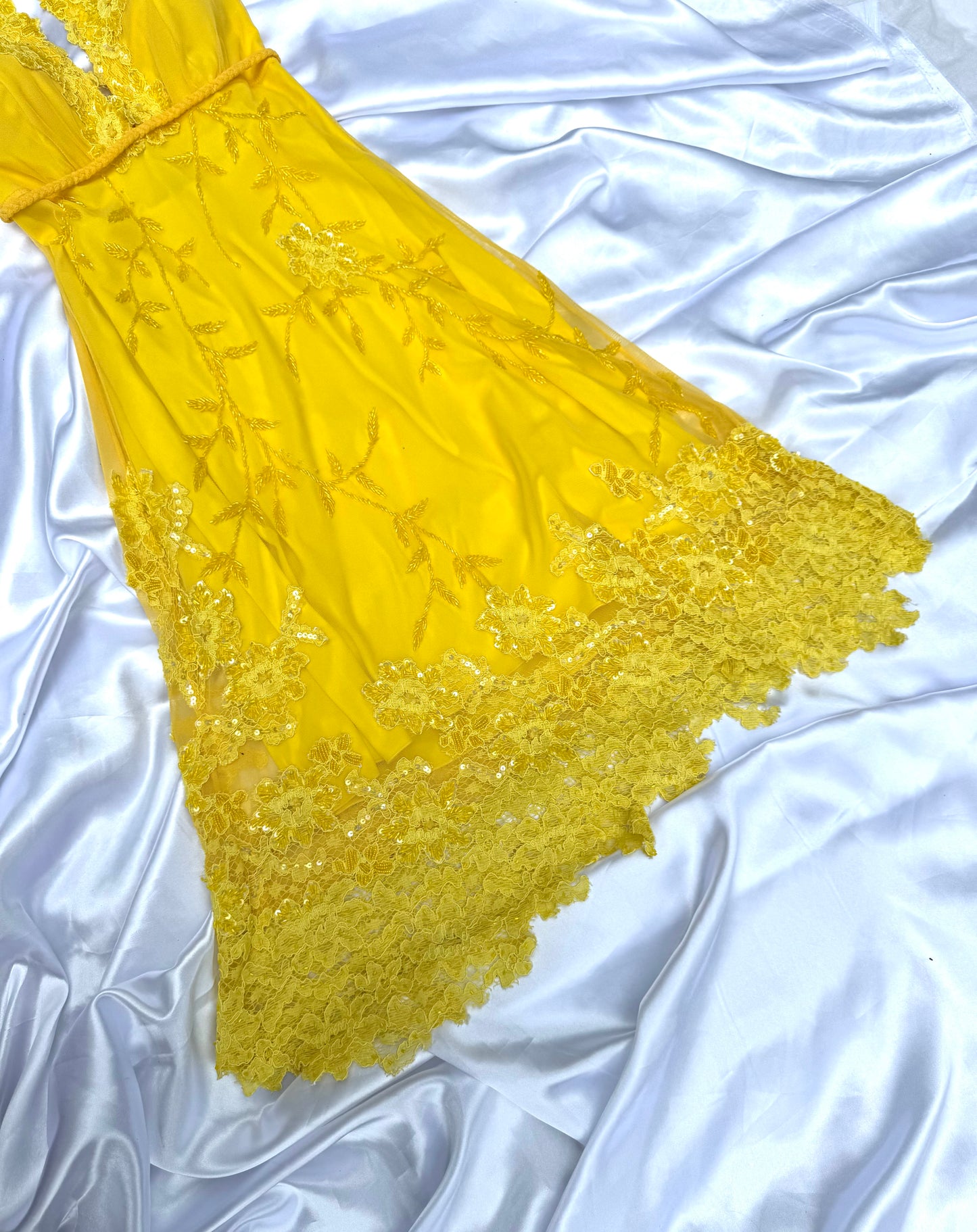 Yellow Beaded Lace Vintage Aftershock Summer Dress