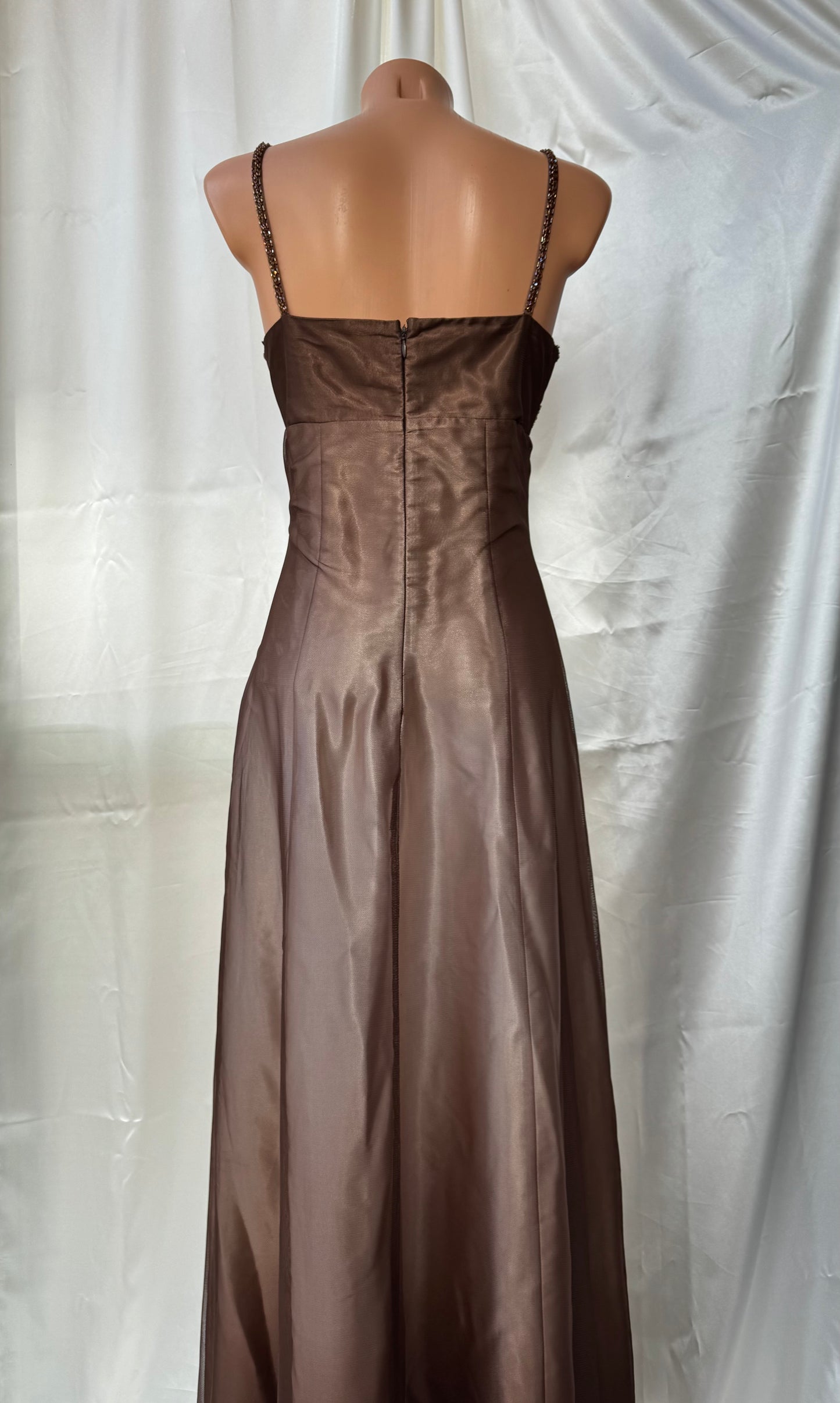 Gorgeous Brown Tulle Beaded Vintage Royal Gown