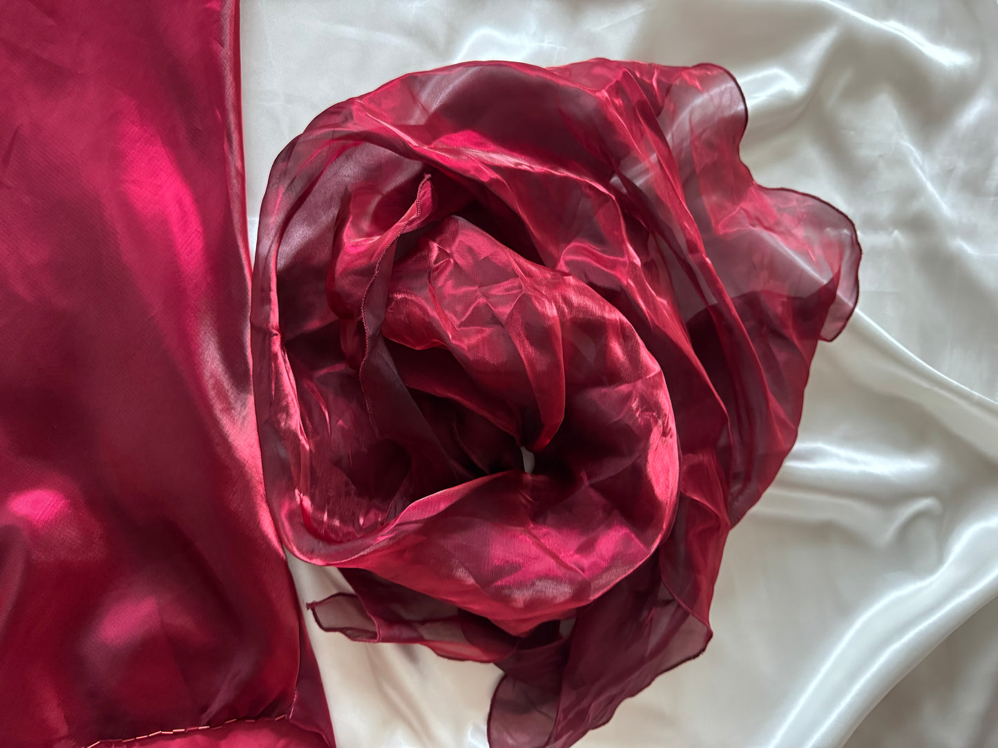 Elegant Red Satin Vintage Dress