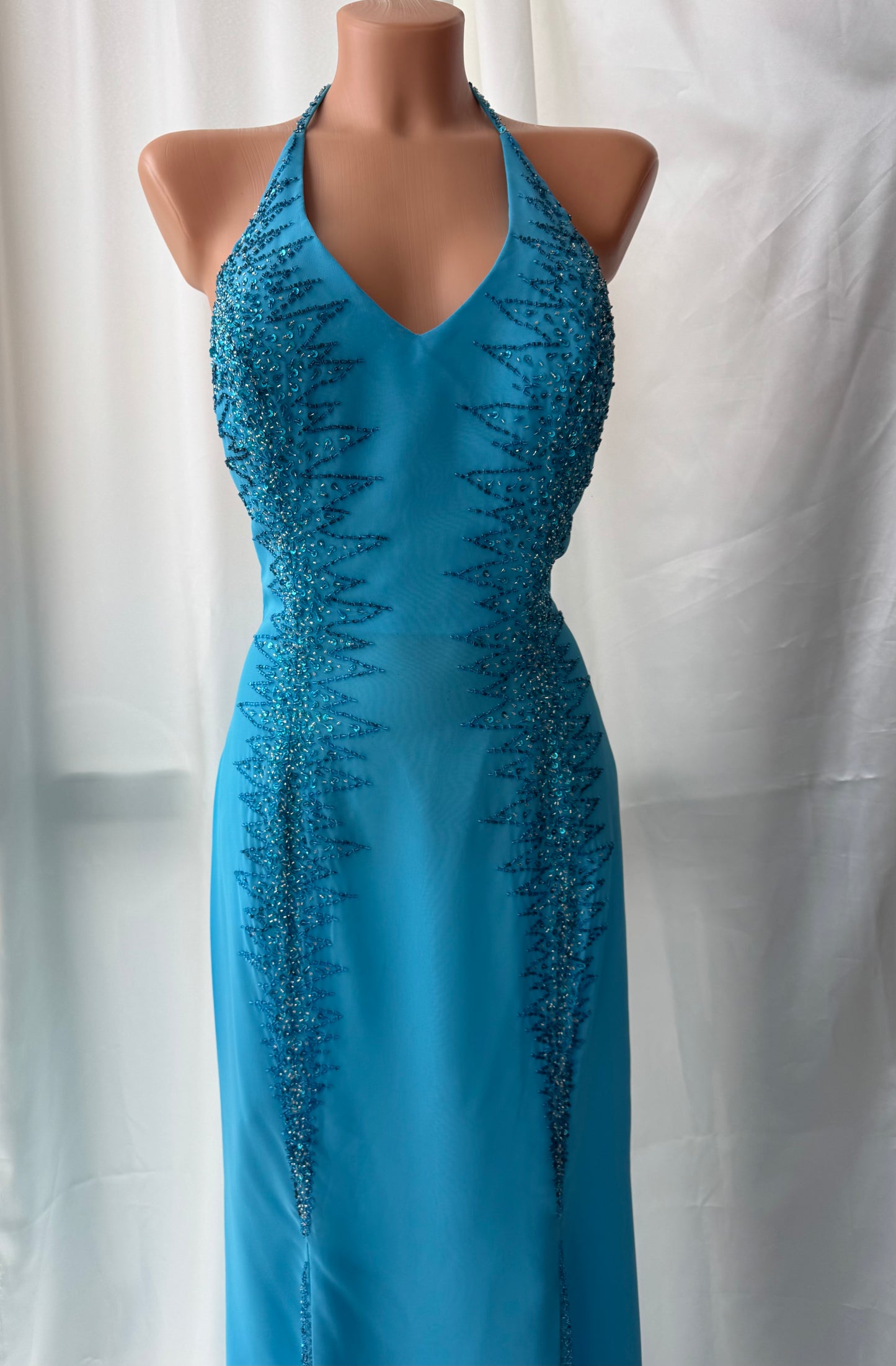 Absolutely Beautiful Light Blue Vintage Beaded Dress