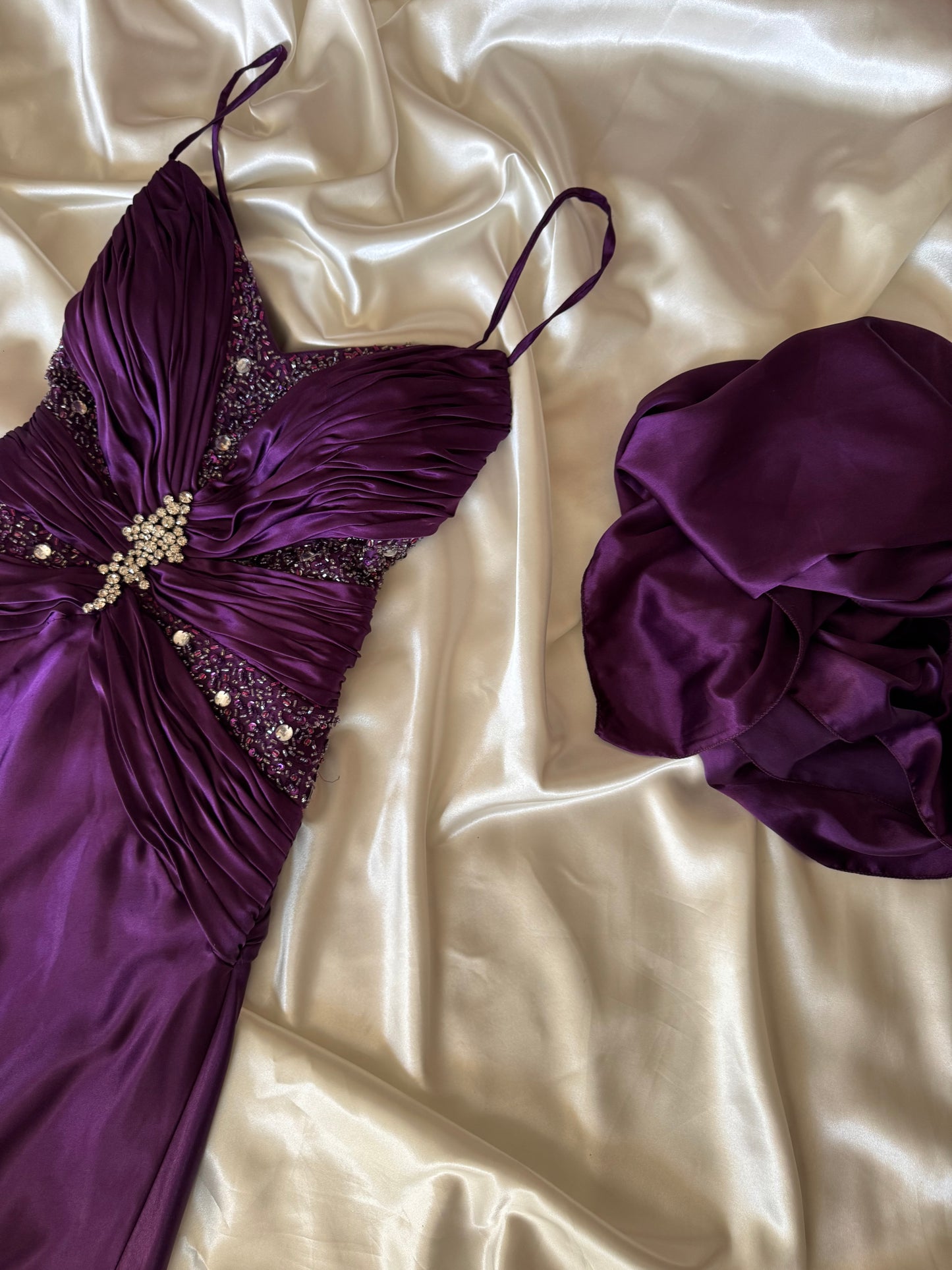 Long Purple Beaded Dress
