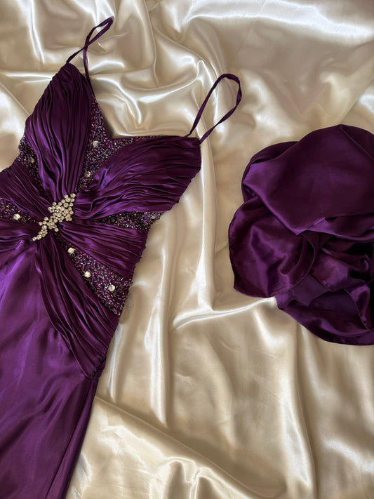 Long Purple Beaded Dress