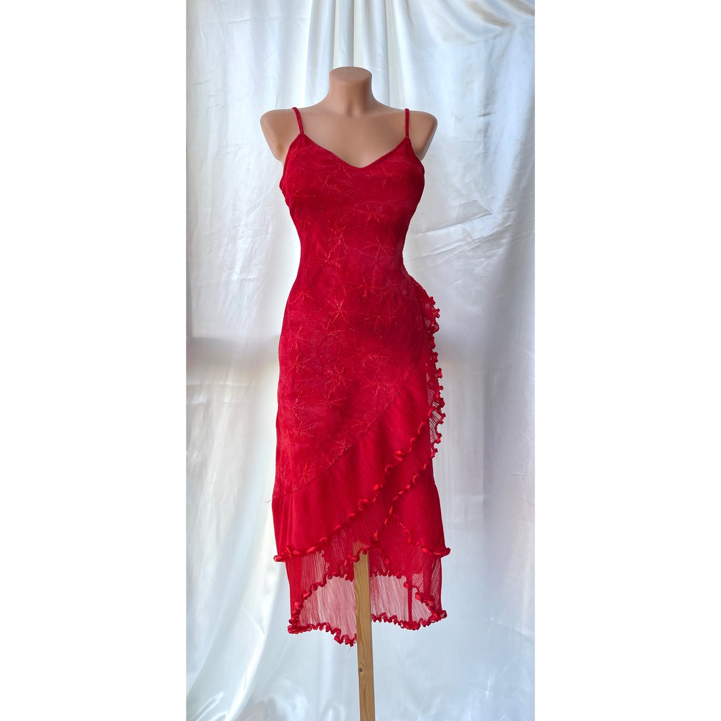 Cute Red Frill Sparkly Vintage Dress