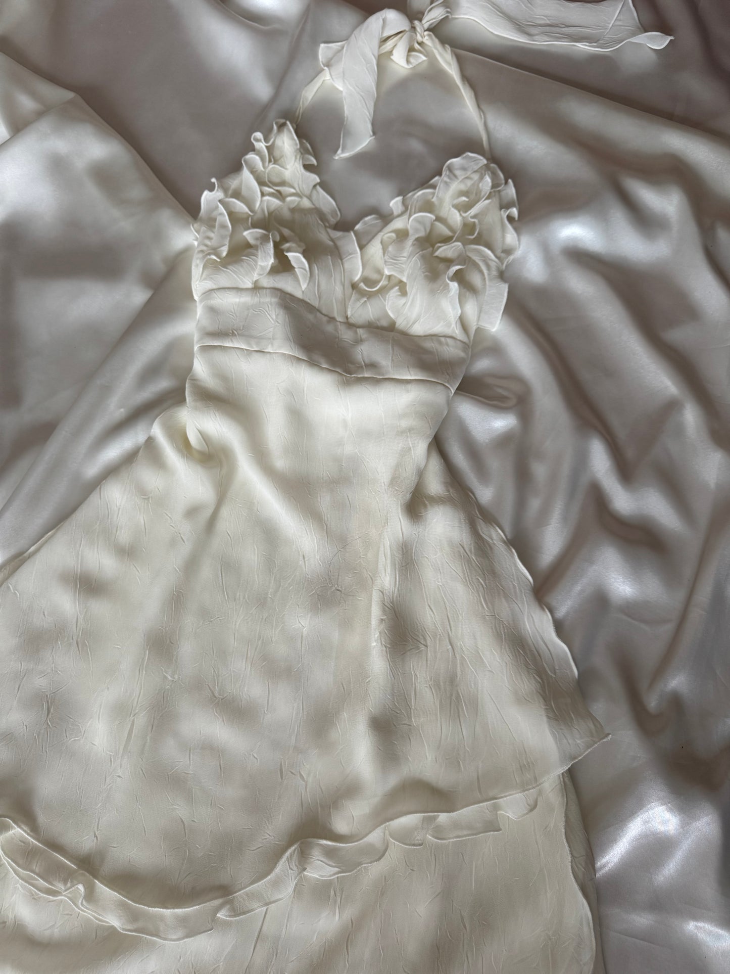 Cute White Frill Sparkly Vintage Dress