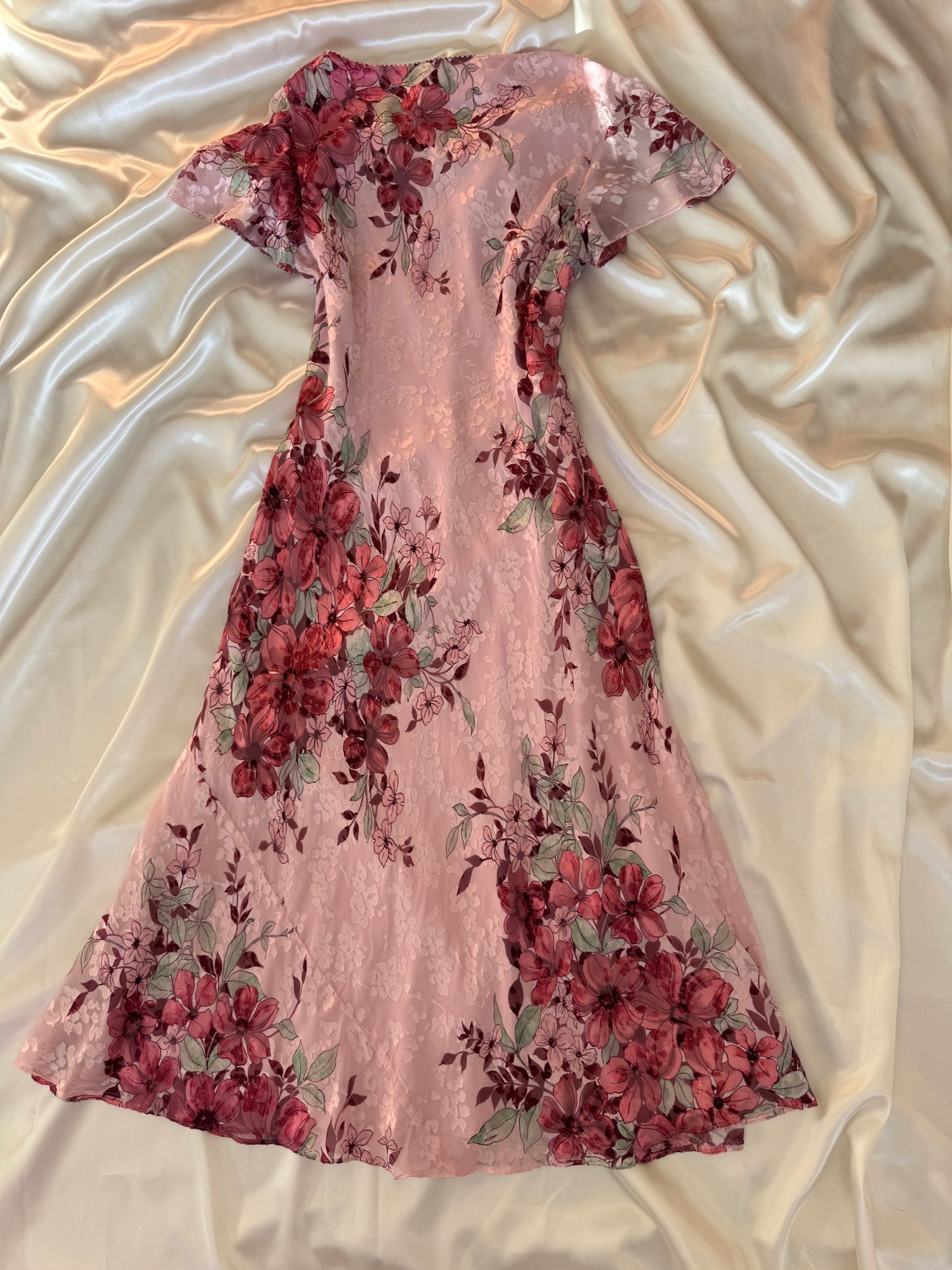Gorgeous Pink Floral Vintage Dress