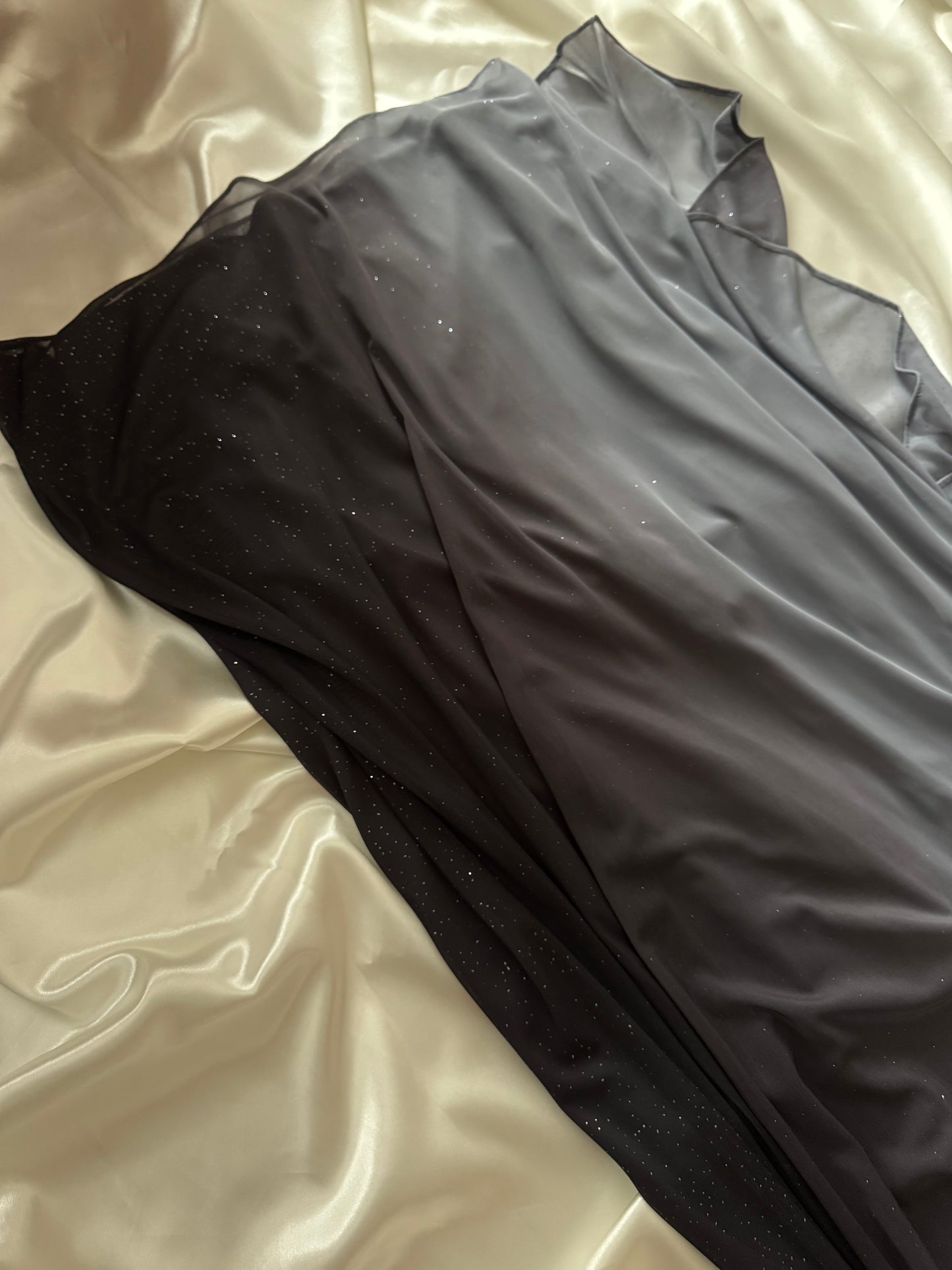 Sparkly Ombre Gray Halter Neck Vintage Dress