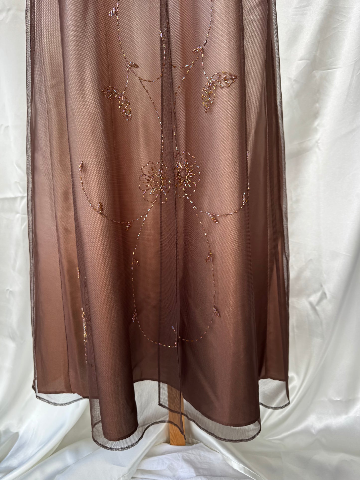 Gorgeous Brown Tulle Beaded Vintage Royal Gown