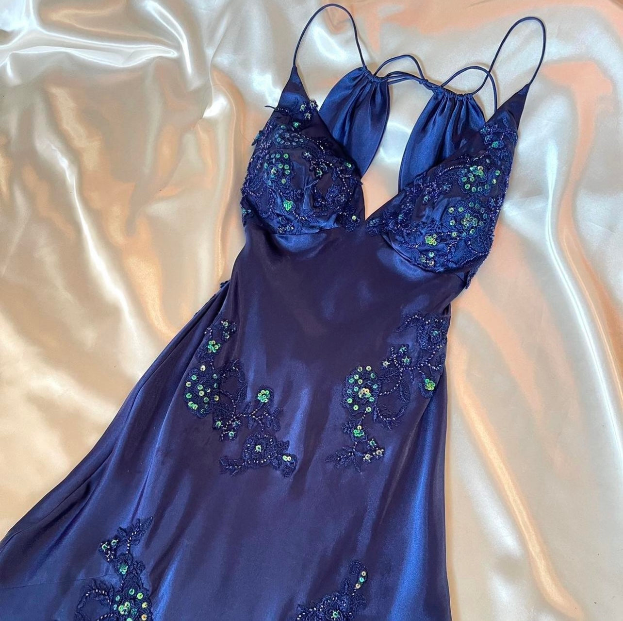 Spectacular Blue Maxi Vintage Dress