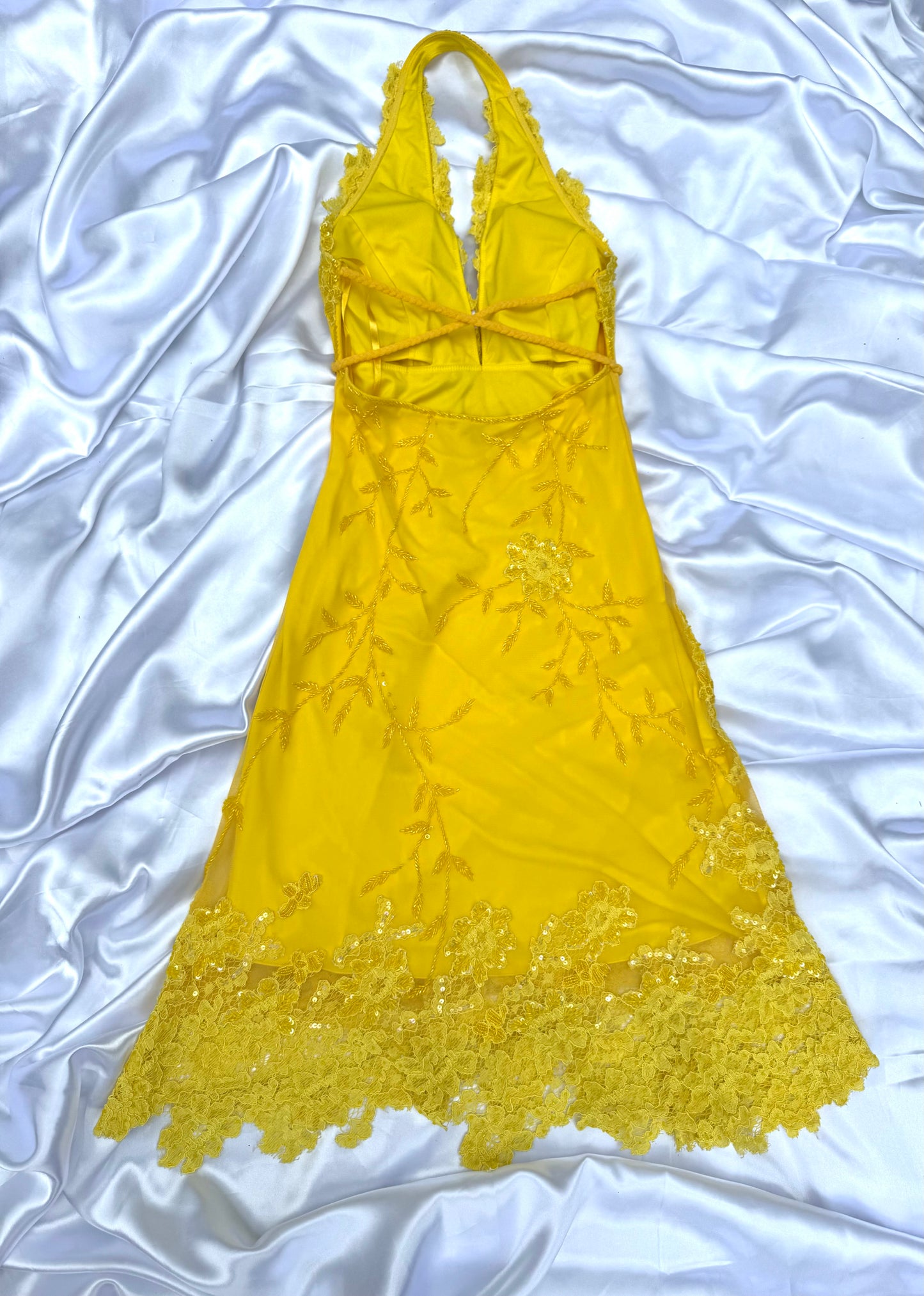 Yellow Beaded Lace Vintage Aftershock Summer Dress